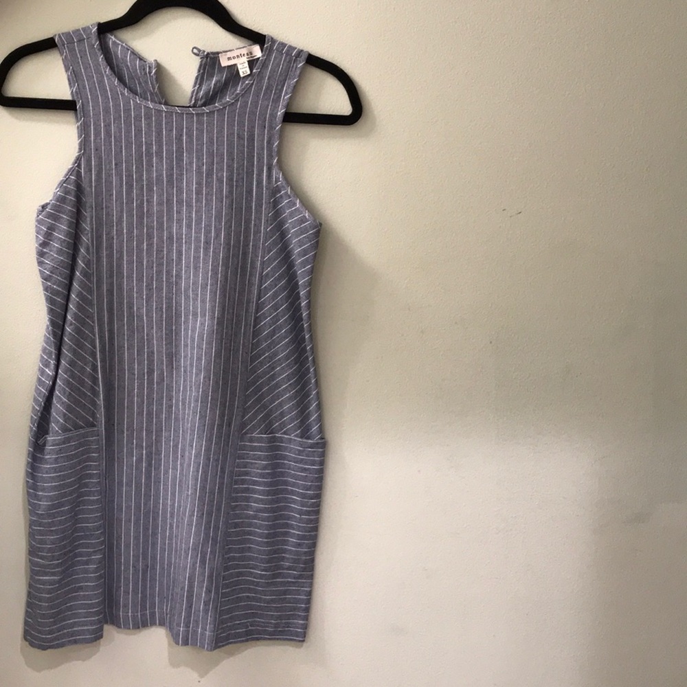 Blue and white striped dress